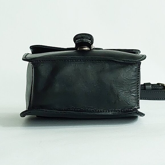 🦫🇨🇦Roots Vintage Rectangular Black Raw Leather Crossbody - Picture 6 of 11